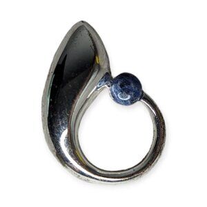 Silver Tone & Blue Stone Brooch/Pin
